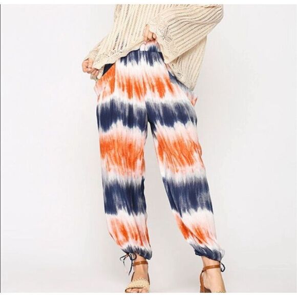 No Brand Pants - Patriotic tie dyed elastic waist harem pants sz small‎ NWT
